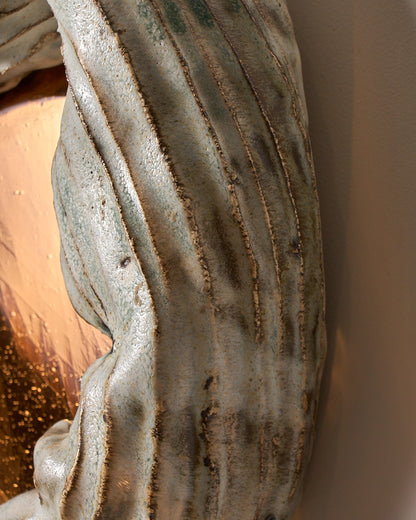 PETIT MIROIR CÉRAMIQUE ET VERRE DORÉ