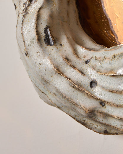 PETIT MIROIR CÉRAMIQUE ET VERRE DORÉ