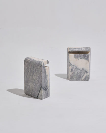 TABLE BASSE EN MARBRE BLANC ET GRIS