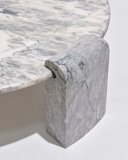 TABLE BASSE EN MARBRE BLANC ET GRIS