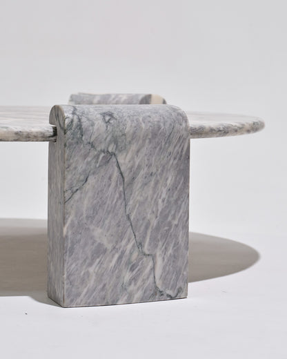 TABLE BASSE EN MARBRE BLANC ET GRIS