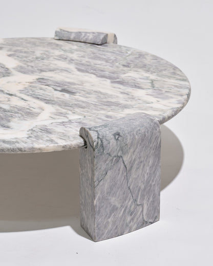 TABLE BASSE EN MARBRE BLANC ET GRIS
