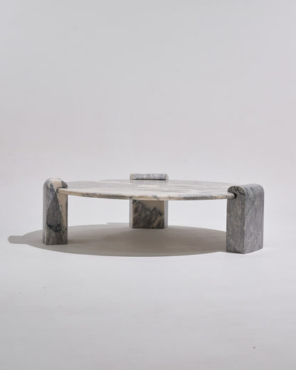 TABLE BASSE EN MARBRE BLANC ET GRIS