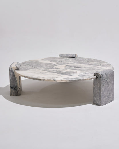 TABLE BASSE EN MARBRE BLANC ET GRIS