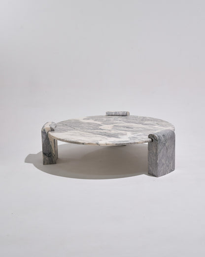 TABLE BASSE EN MARBRE BLANC ET GRIS