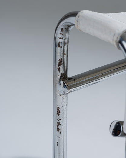 WASSILY ARMCHAIR, WHITE LEATHER, MARCEL BREUER