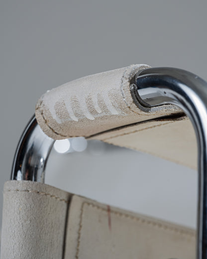 WASSILY ARMCHAIR, WHITE LEATHER, MARCEL BREUER