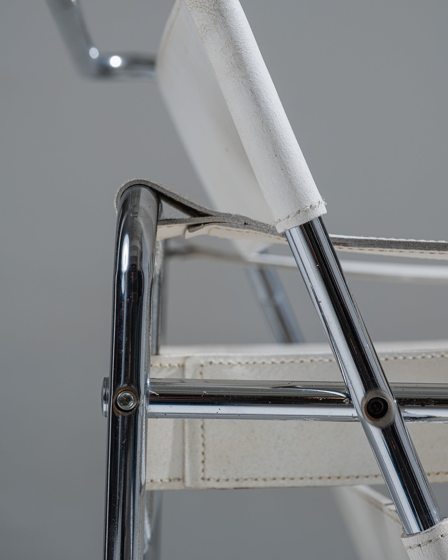 WASSILY ARMCHAIR, WHITE LEATHER, MARCEL BREUER