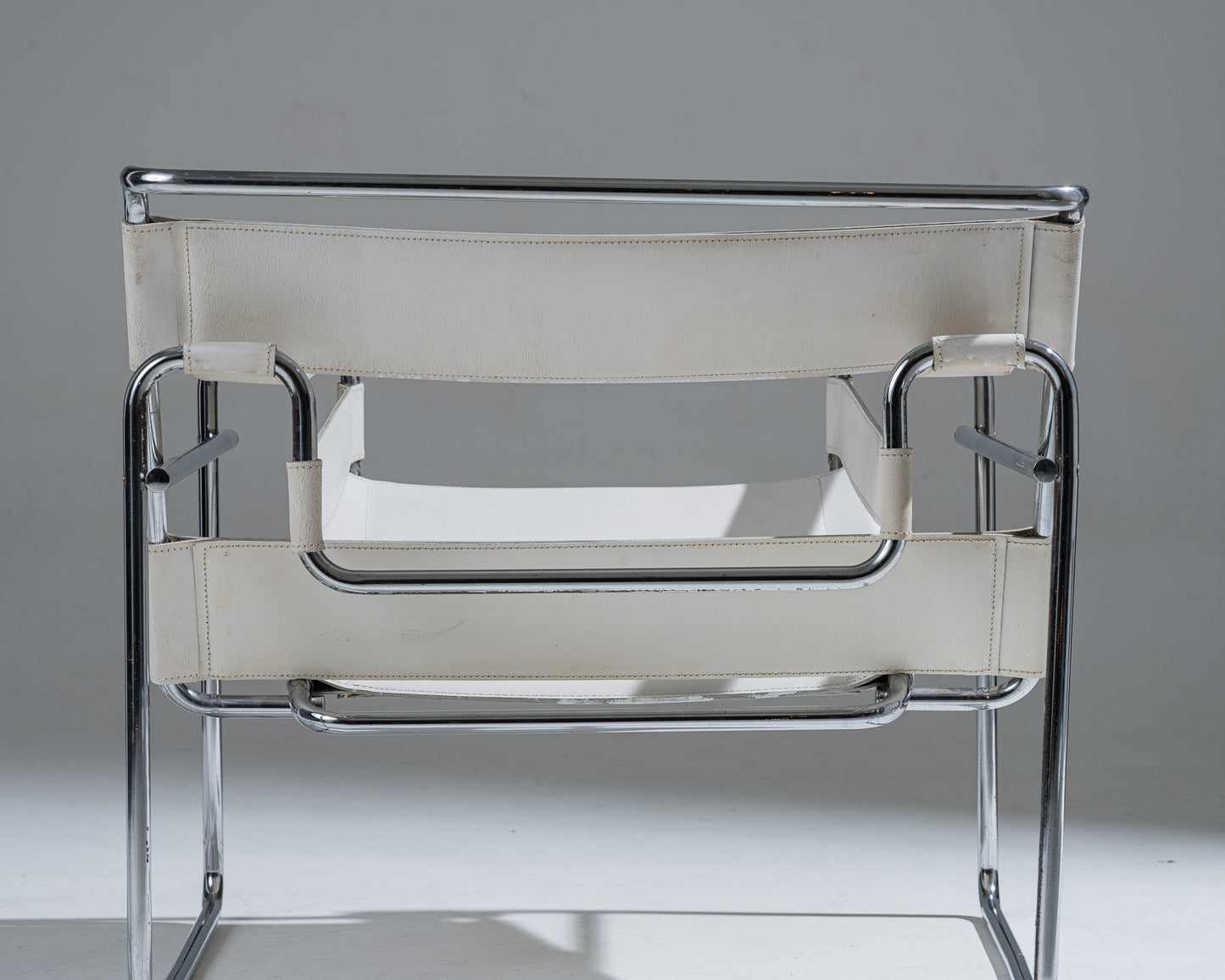 WASSILY ARMCHAIR, WHITE LEATHER, MARCEL BREUER