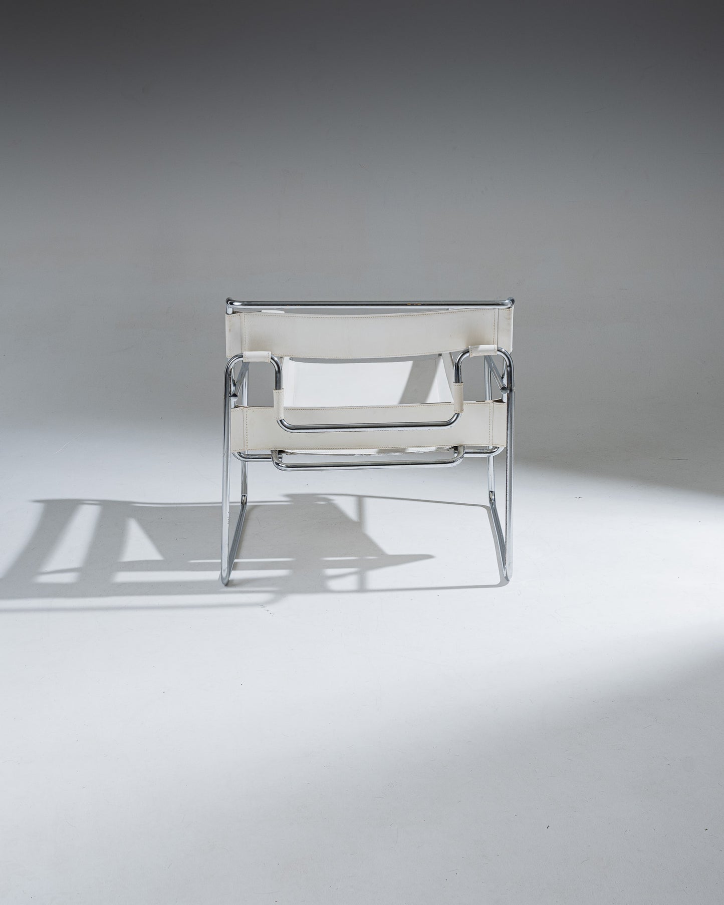 WASSILY ARMCHAIR, WHITE LEATHER, MARCEL BREUER