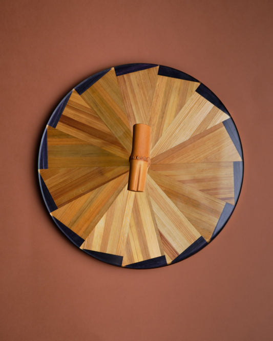 Straw marquetry cheese board, 1970s