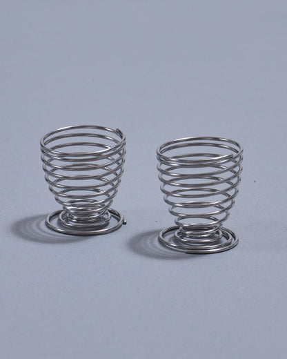 PAIR OF METAL SPRING EGG CUPS