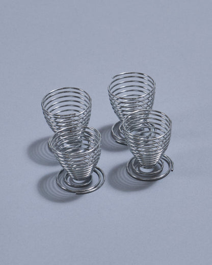 SET OF 4 METAL SPRING EGG CUPS