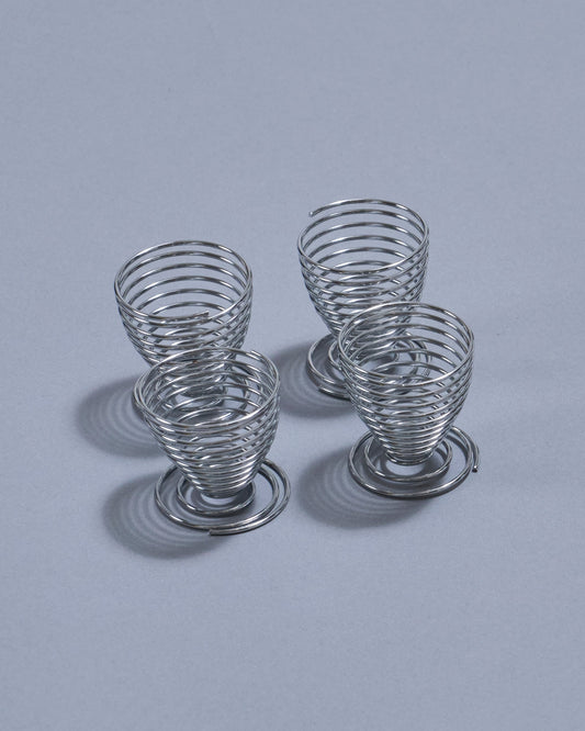 SET OF 4 METAL SPRING EGG CUPS