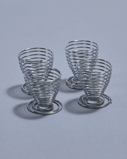 SET OF 4 METAL SPRING EGG CUPS