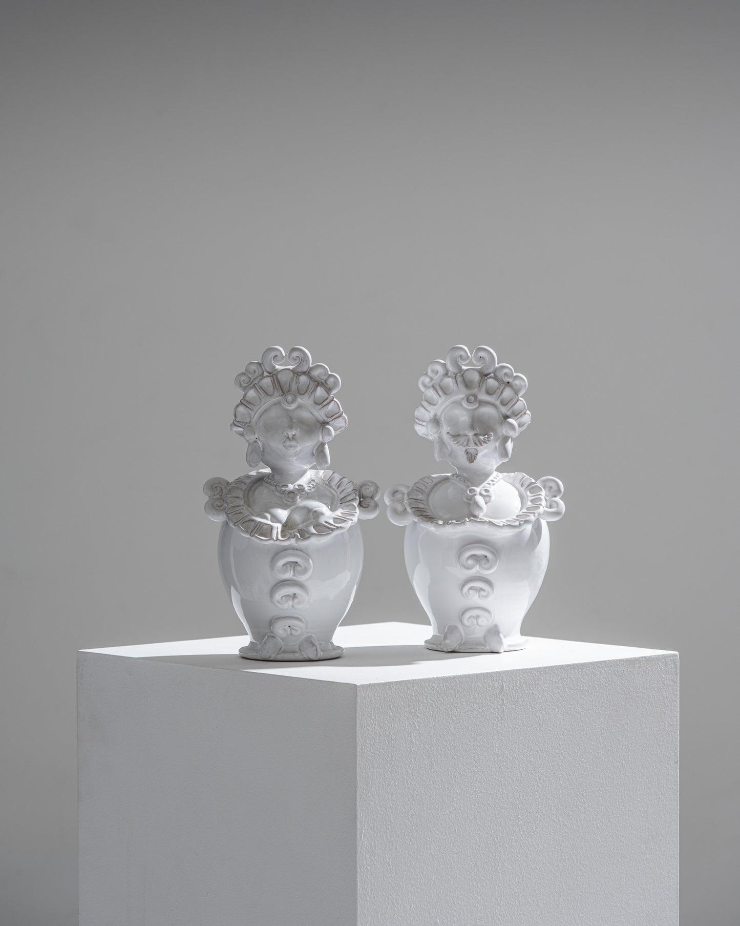 Pair of ceramic moor head vases, 1970s