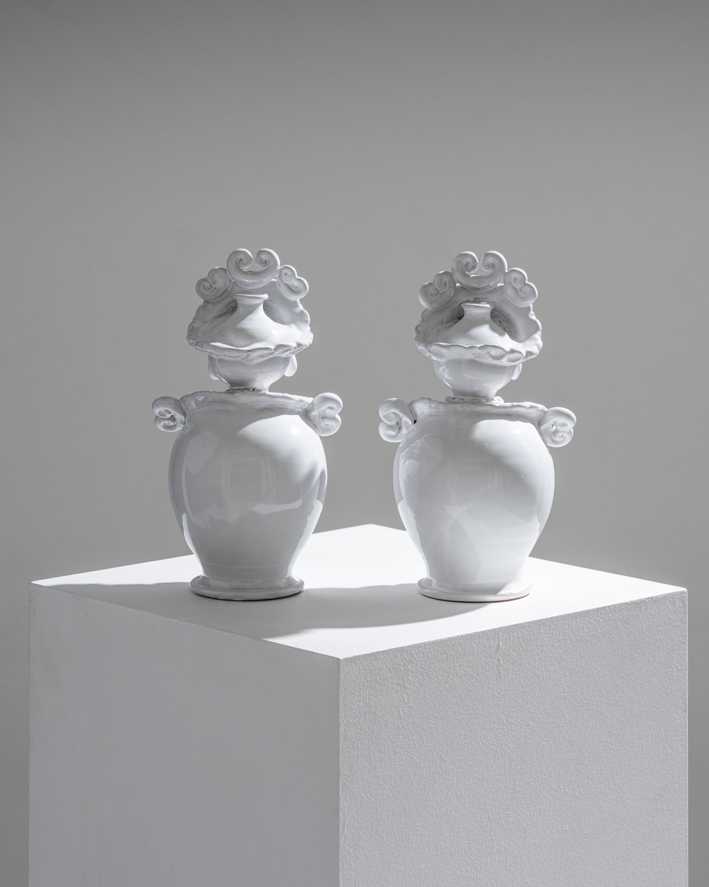 Pair of ceramic moor head vases, 1970s