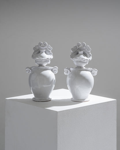 Pair of ceramic moor head vases, 1970s