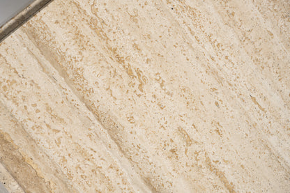 TABLE BASSE CARRÉE EN TRAVERTIN, 1980s