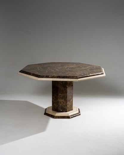 TABLE À MANGER OCTOGONALE EN MARBRE, 1970s