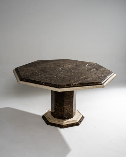 TABLE À MANGER OCTOGONALE EN MARBRE, 1970s