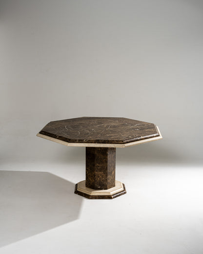 TABLE À MANGER OCTOGONALE EN MARBRE, 1970s