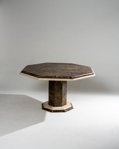 TABLE À MANGER OCTOGONALE EN MARBRE, 1970s