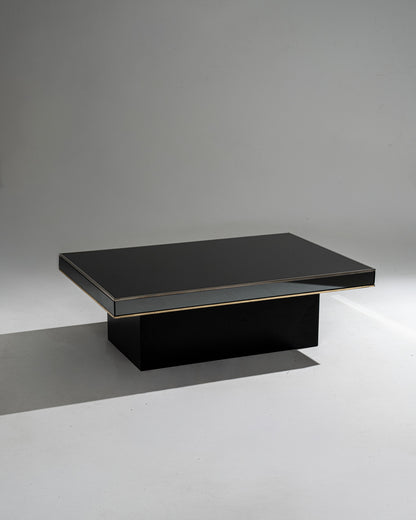 TABLE BASSE EN VERRE FUMÉ ET MÉTAL, 1970s