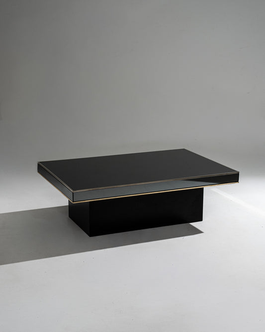 TABLE BASSE EN VERRE FUMÉ ET MÉTAL, 1970s