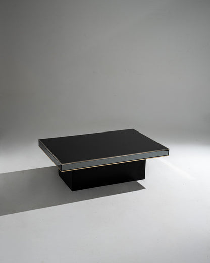 TABLE BASSE EN VERRE FUMÉ ET MÉTAL, 1970s
