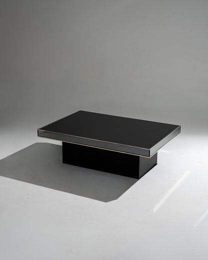 TABLE BASSE EN VERRE FUMÉ ET MÉTAL, 1970s