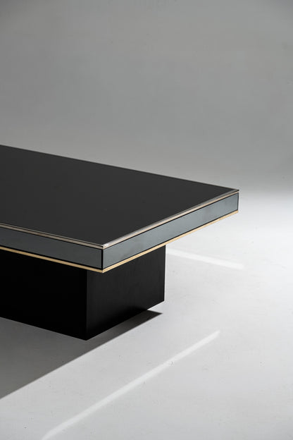 TABLE BASSE EN VERRE FUMÉ ET MÉTAL, 1970s