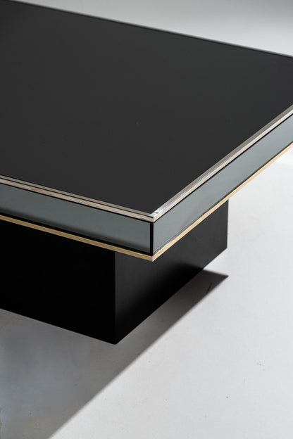 TABLE BASSE EN VERRE FUMÉ ET MÉTAL, 1970s