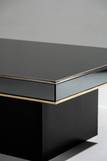 TABLE BASSE EN VERRE FUMÉ ET MÉTAL, 1970s