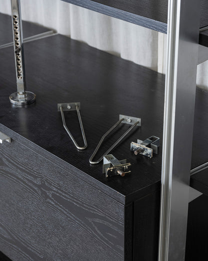 ÉTAGÈRE EN BOIS ET ALUMINIUM, GEORGES NELSON, 1950s