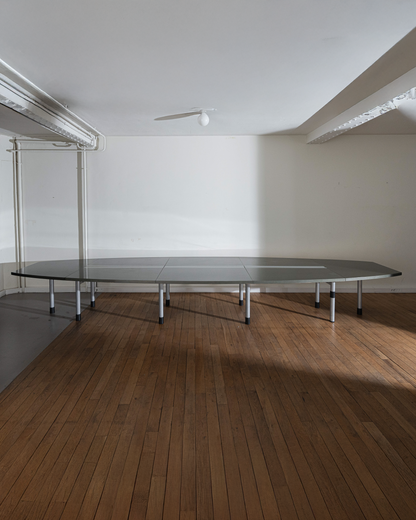 METAL AND WOOD CONFERENCE TABLE, 1990s
