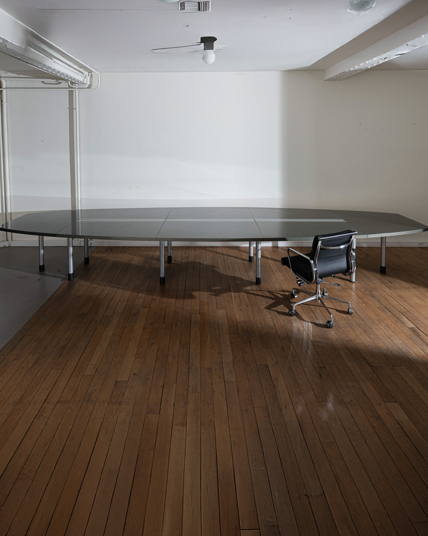 METAL AND WOOD CONFERENCE TABLE, 1990s