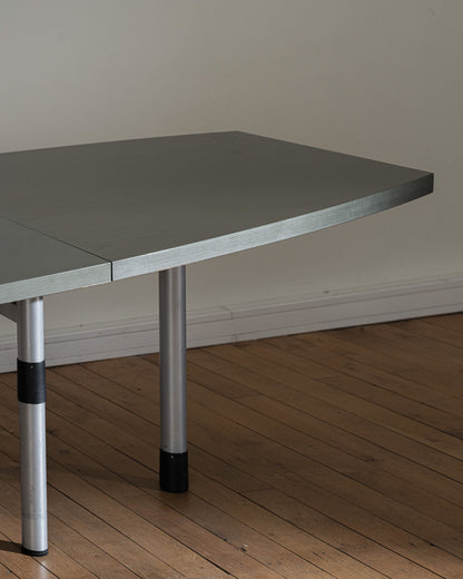 METAL AND WOOD CONFERENCE TABLE, 1990s