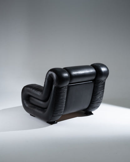 FAUTEUIL ITALIEN EN CUIR, 1970s