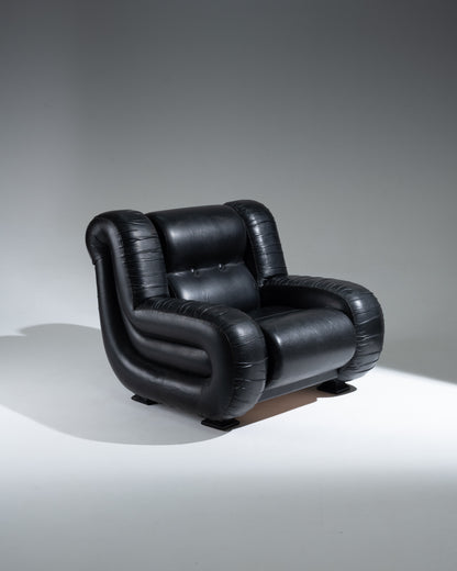 FAUTEUIL ITALIEN EN CUIR, 1970s