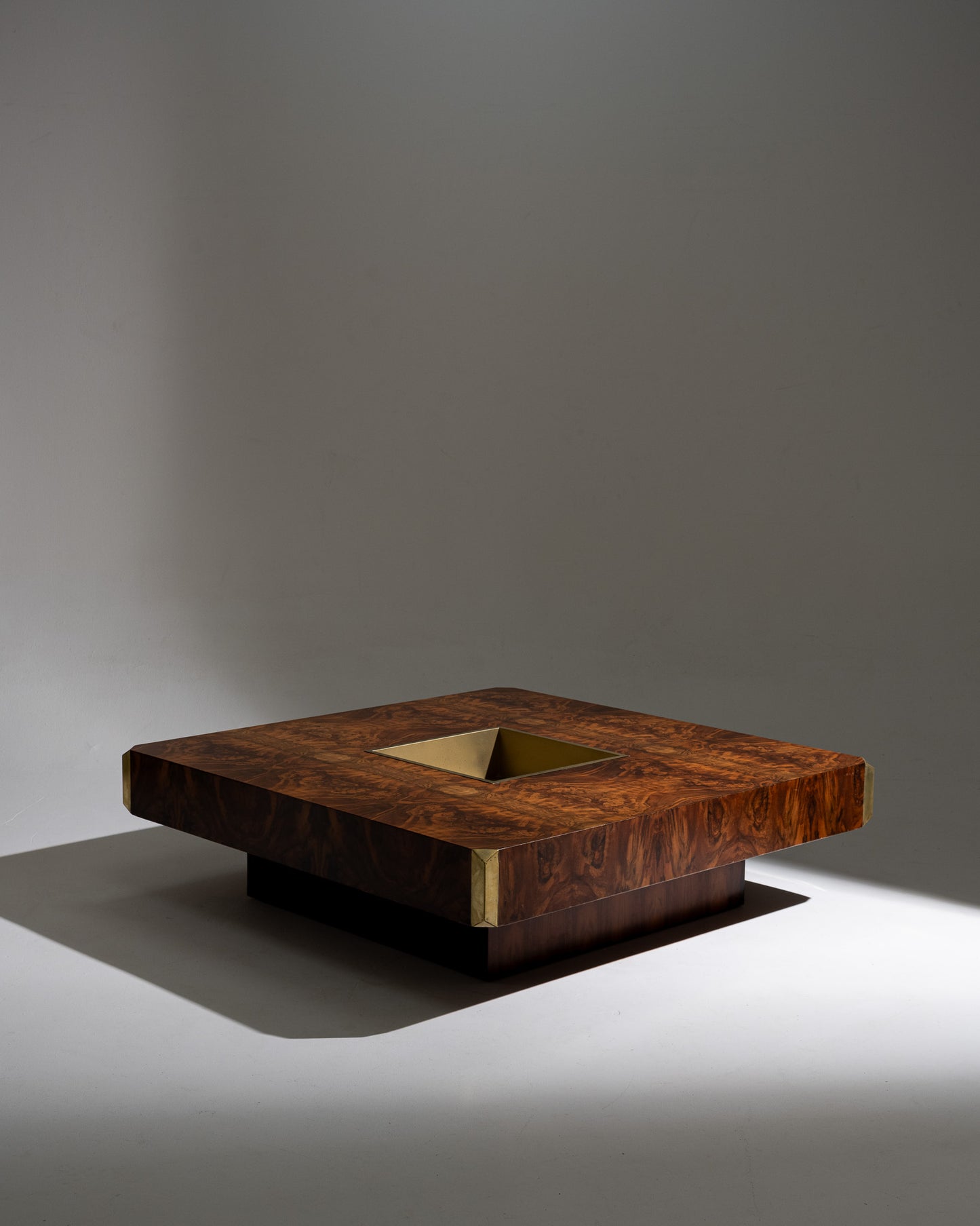 ELM BURL COFFEE TABLE, WILLY RIZZO, 1970s