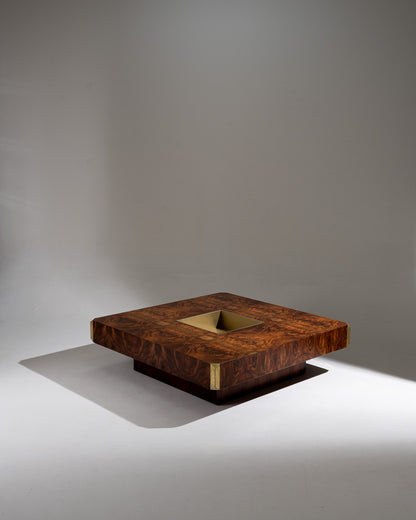 ELM BURL COFFEE TABLE, WILLY RIZZO, 1970s