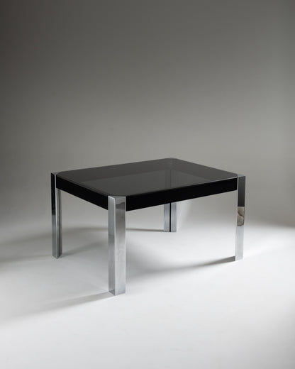 TABLE EN VERRE ET MÉTAL, FALESCHINI, 1970s