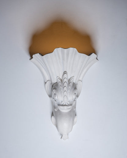 APPLIQUE NÉO-ROCAILLE EN PLÂTRE BLANC, 1940s