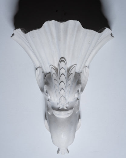 APPLIQUE NÉO-ROCAILLE EN PLÂTRE BLANC, 1940s
