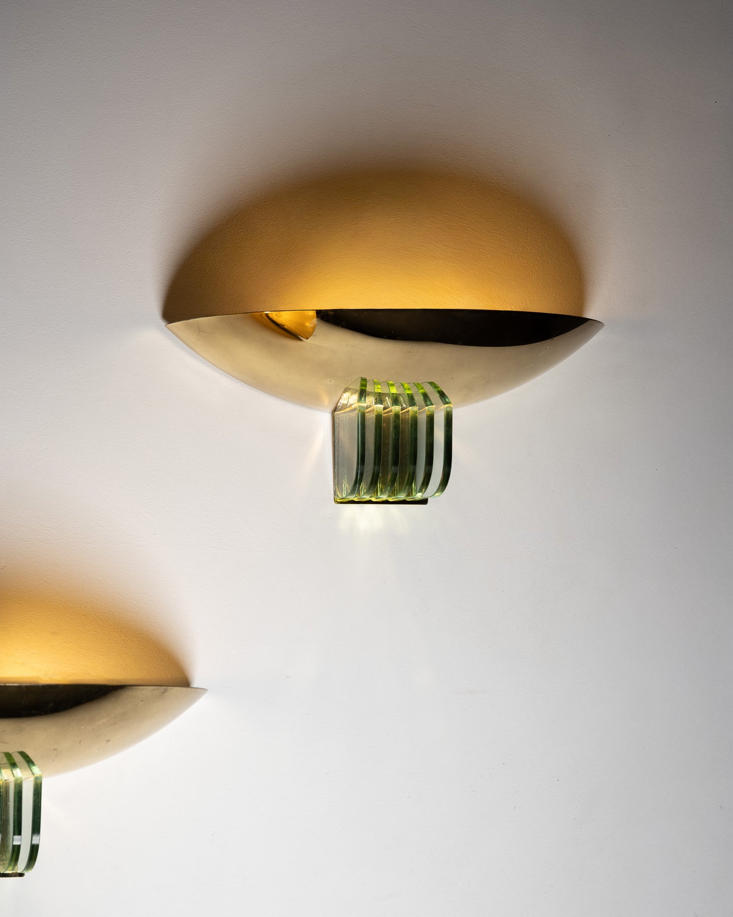 BRASS AND GLASS WALL LIGHT, 1970s