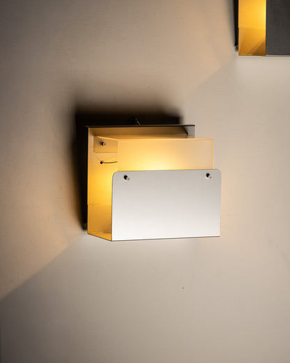 GLASS AND METAL WALL LIGHT, 1980s