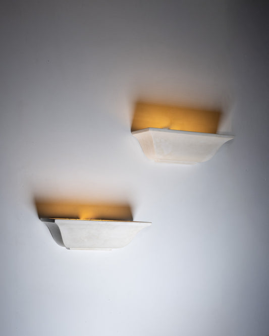 PAIR OF RECTANGULAR PLASTER SCONCES, 1940s