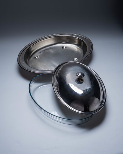 Silver-plated metal vegetable dish, Christofle, 1960s