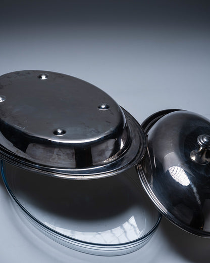 Silver-plated metal vegetable dish, Christofle, 1960s